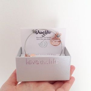LovethisLife Silver Steel Daughter Gold Bangle